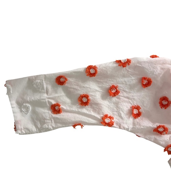 Gabrielle5 Women's Floral Blazer - White and Orange size L 100% Cotton - Picture 9 of 9